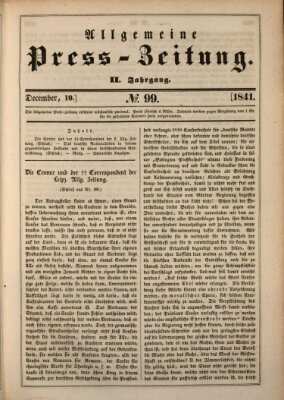 Allgemeine Preß-Zeitung Freitag 10. Dezember 1841