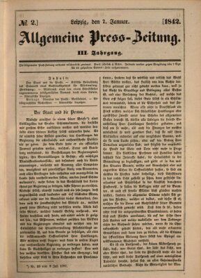 Allgemeine Preß-Zeitung Freitag 7. Januar 1842