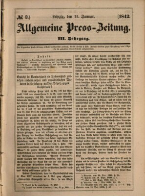 Allgemeine Preß-Zeitung Dienstag 11. Januar 1842