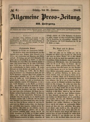 Allgemeine Preß-Zeitung Freitag 21. Januar 1842