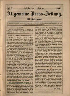 Allgemeine Preß-Zeitung Dienstag 1. Februar 1842