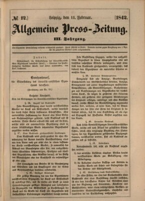 Allgemeine Preß-Zeitung Freitag 11. Februar 1842