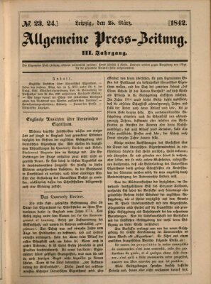 Allgemeine Preß-Zeitung Freitag 25. März 1842