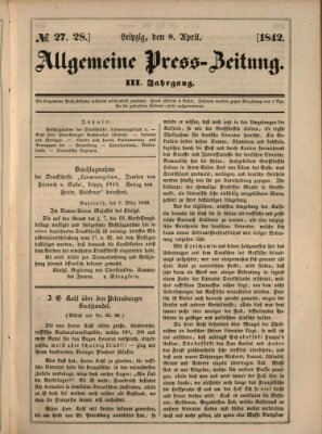 Allgemeine Preß-Zeitung Freitag 8. April 1842