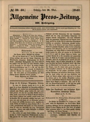 Allgemeine Preß-Zeitung Freitag 20. Mai 1842