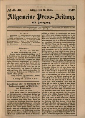 Allgemeine Preß-Zeitung Freitag 10. Juni 1842