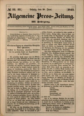Allgemeine Preß-Zeitung Dienstag 28. Juni 1842