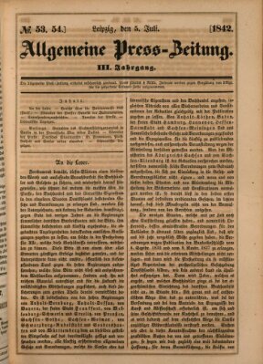 Allgemeine Preß-Zeitung Dienstag 5. Juli 1842