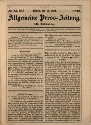 Allgemeine Preß-Zeitung Dienstag 12. Juli 1842