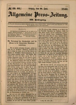 Allgemeine Preß-Zeitung Dienstag 26. Juli 1842