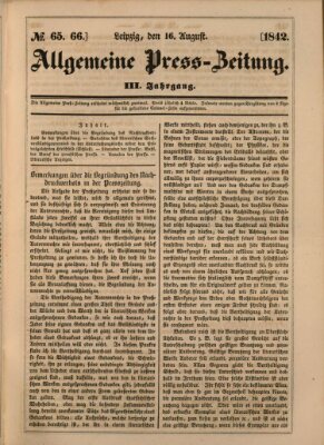 Allgemeine Preß-Zeitung Dienstag 16. August 1842