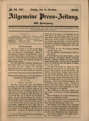 Allgemeine Preß-Zeitung Dienstag 11. Oktober 1842