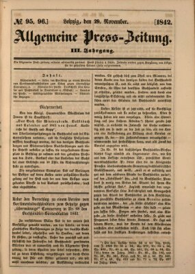 Allgemeine Preß-Zeitung Dienstag 29. November 1842