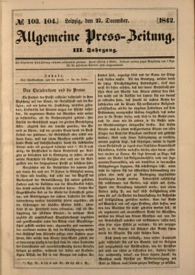 Allgemeine Preß-Zeitung Dienstag 27. Dezember 1842