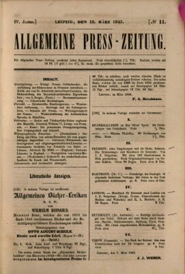 Allgemeine Preß-Zeitung Samstag 18. März 1843