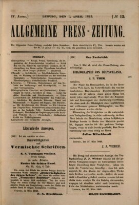 Allgemeine Preß-Zeitung Samstag 1. April 1843