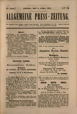 Allgemeine Preß-Zeitung Samstag 8. April 1843