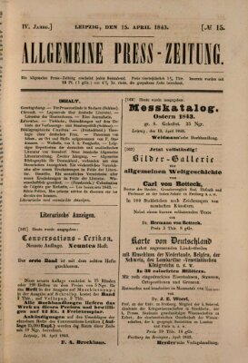 Allgemeine Preß-Zeitung Samstag 15. April 1843