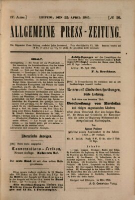 Allgemeine Preß-Zeitung Samstag 22. April 1843