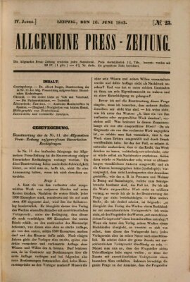 Allgemeine Preß-Zeitung Samstag 10. Juni 1843