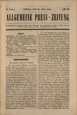 Allgemeine Preß-Zeitung Samstag 22. Juli 1843