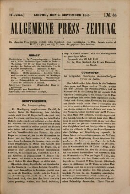 Allgemeine Preß-Zeitung Samstag 2. September 1843