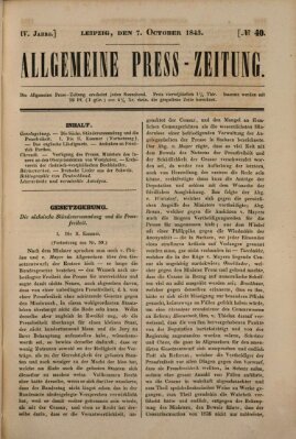 Allgemeine Preß-Zeitung Samstag 7. Oktober 1843