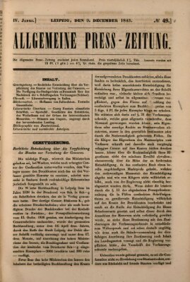 Allgemeine Preß-Zeitung Samstag 9. Dezember 1843