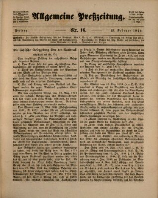 Allgemeine Preß-Zeitung Freitag 23. Februar 1844