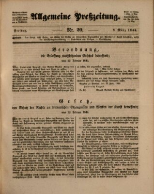 Allgemeine Preß-Zeitung Freitag 8. März 1844