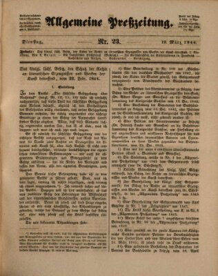 Allgemeine Preß-Zeitung Dienstag 19. März 1844