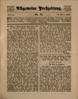 Allgemeine Preß-Zeitung Freitag 22. März 1844