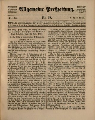 Allgemeine Preß-Zeitung Dienstag 9. April 1844