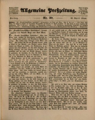 Allgemeine Preß-Zeitung Freitag 12. April 1844