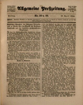 Allgemeine Preß-Zeitung Freitag 19. April 1844