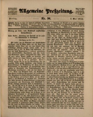 Allgemeine Preß-Zeitung Freitag 3. Mai 1844