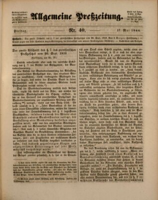 Allgemeine Preß-Zeitung Freitag 17. Mai 1844