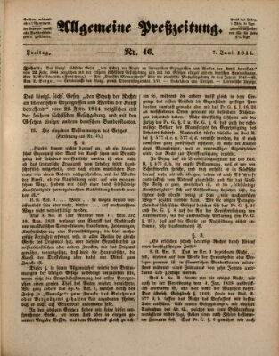 Allgemeine Preß-Zeitung Freitag 7. Juni 1844