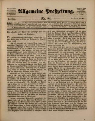 Allgemeine Preß-Zeitung Freitag 5. Juli 1844