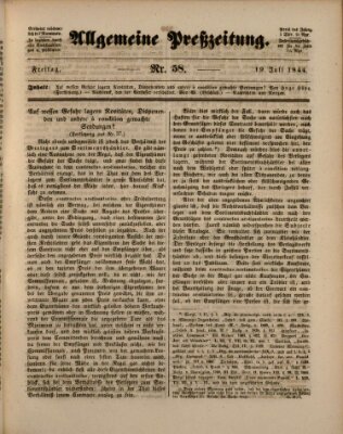 Allgemeine Preß-Zeitung Freitag 19. Juli 1844