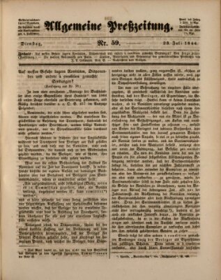 Allgemeine Preß-Zeitung Dienstag 23. Juli 1844