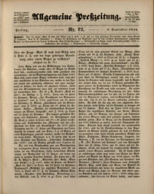 Allgemeine Preß-Zeitung Freitag 6. September 1844