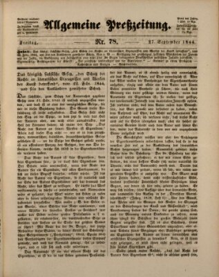 Allgemeine Preß-Zeitung Freitag 27. September 1844