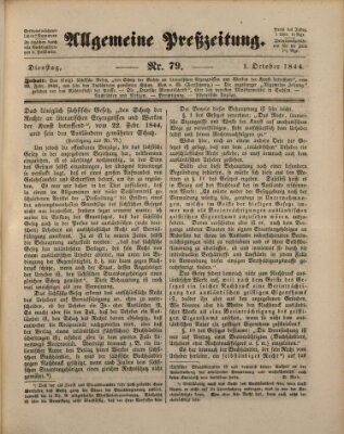 Allgemeine Preß-Zeitung Dienstag 1. Oktober 1844