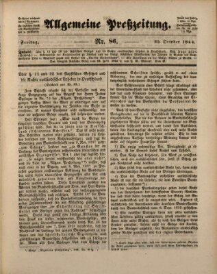 Allgemeine Preß-Zeitung Freitag 25. Oktober 1844