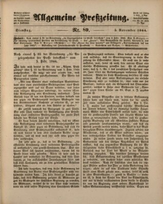 Allgemeine Preß-Zeitung Dienstag 5. November 1844