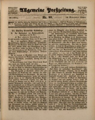 Allgemeine Preß-Zeitung Dienstag 19. November 1844