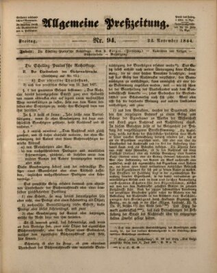 Allgemeine Preß-Zeitung Freitag 22. November 1844