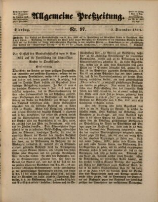 Allgemeine Preß-Zeitung Dienstag 3. Dezember 1844