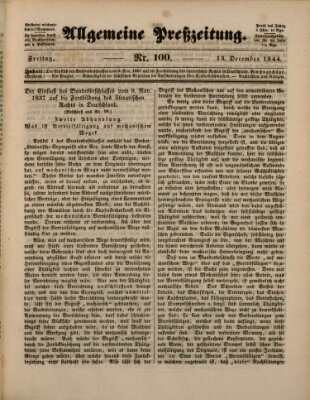 Allgemeine Preß-Zeitung Freitag 13. Dezember 1844